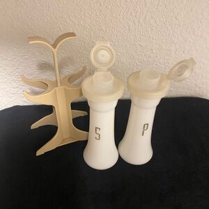 Vintage Tupperware Salt and Pepper Shakers Set with Caddie